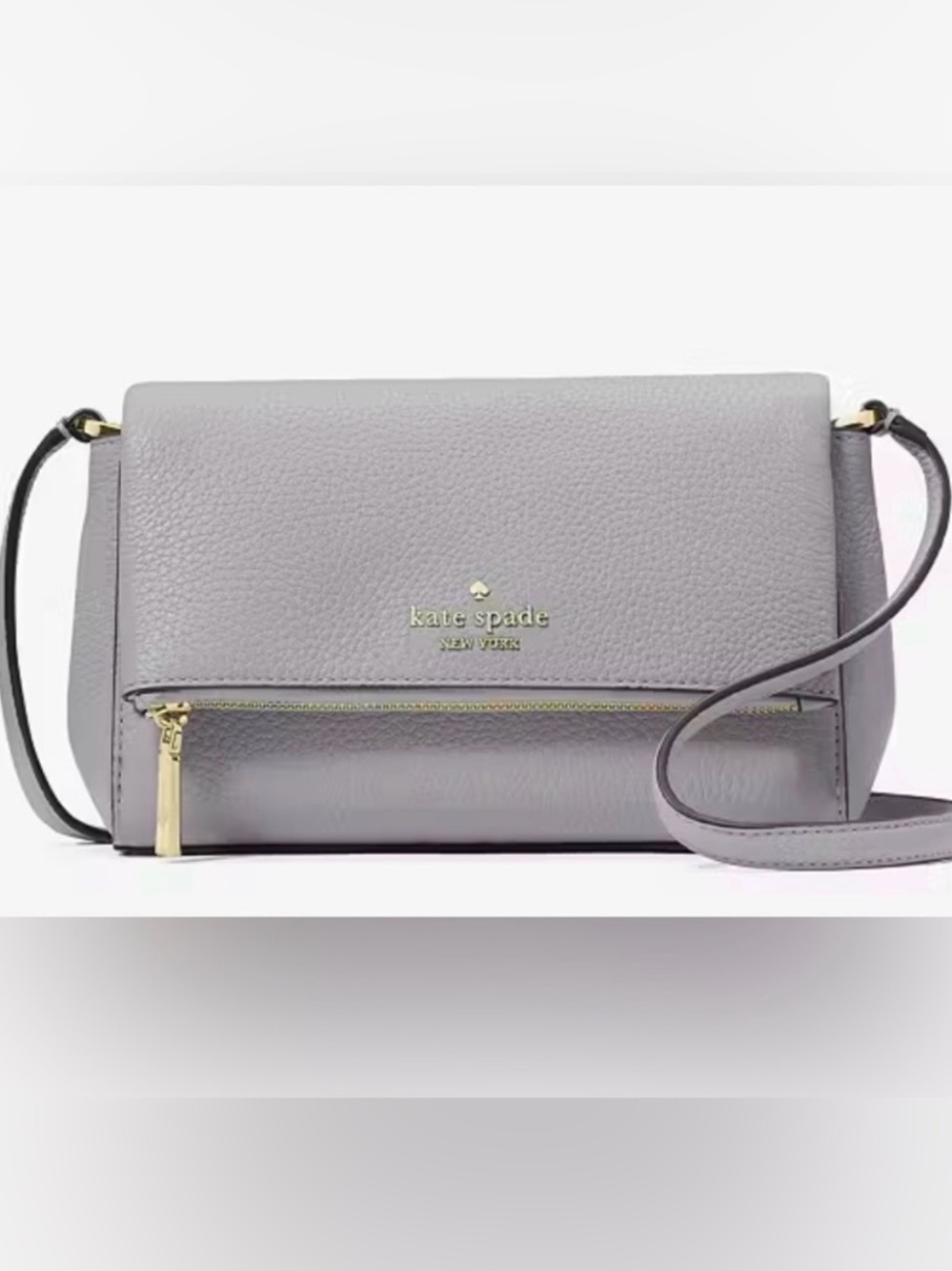 New Kate spade Leila Mini Crossbody handbag purse pebbled leather grey